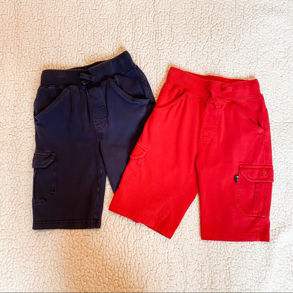 Pair of JoJo Maman Bebe Boys’ Cargo Shorts Navy/Red
